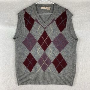Vintage Stanley Blacker Sweater‎ Vest Mens Size L 100% Shetland Wool Knit Italy